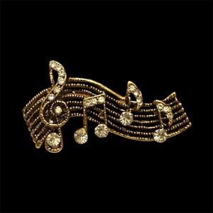 Music Note Brooch - Gold